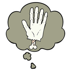 cartoon zombie hand and thought bubble