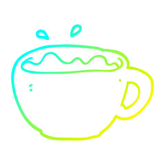 cold gradient line drawing cartoon coffee cup