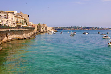 Coast of Ortigia Island on Syracuse city, Sicily, Italy