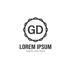 Initial GD logo template with modern frame. Minimalist GD letter logo vector illustration