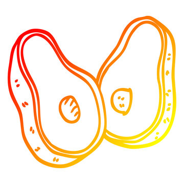 recommend clip art: warm gradient line drawing cartoon avocado