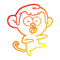 warm gradient line drawing cartoon shocked monkey