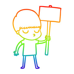 rainbow gradient line drawing cartoon calm boy