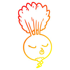 warm gradient line drawing cartoon root vegetable