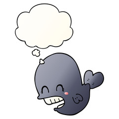 cartoon whale and thought bubble in smooth gradient style