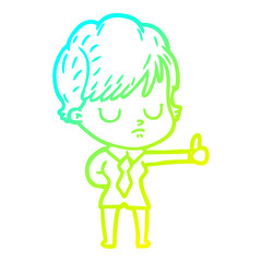 cold gradient line drawing cartoon woman