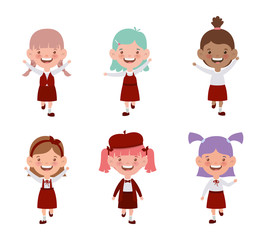Obraz na płótnie Canvas group of student girls characters