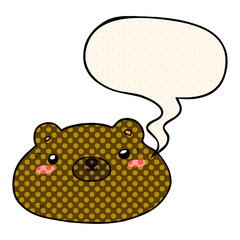 cartoon bear and speech bubble in comic book style