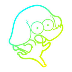 cold gradient line drawing cute cartoon elephant