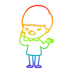 rainbow gradient line drawing cartoon stressed man