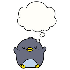 cartoon penguin and thought bubble
