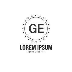 Initial GE logo template with modern frame. Minimalist GE letter logo vector illustration