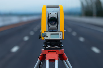 Theodolite in construction,Land surveying and construction equipment, Survey equipment in...