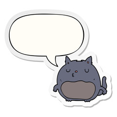 cartoon cat and speech bubble sticker