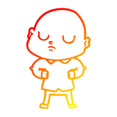 warm gradient line drawing cartoon bald man