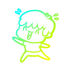 cold gradient line drawing cartoon laughing boy