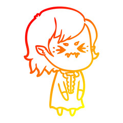 warm gradient line drawing annoyed cartoon vampire girl