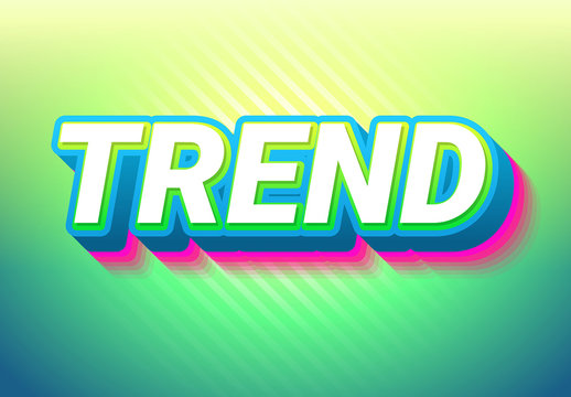 Blue, Green, and Pink 3D Text Effect