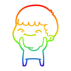 Obraz premium rainbow gradient line drawing cartoon happy boy