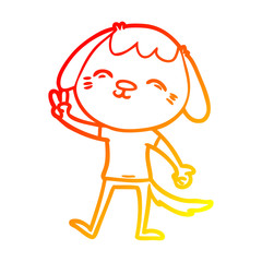 warm gradient line drawing happy cartoon dog