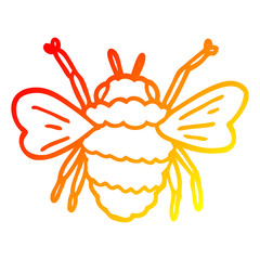 warm gradient line drawing cartoon bee