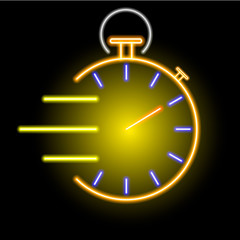 neon yellow illuminated round sports stopwatch icon