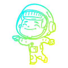 cold gradient line drawing happy cartoon astronaut