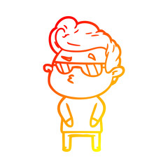 warm gradient line drawing cartoon cool guy