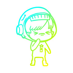 cold gradient line drawing angry cartoon space girl