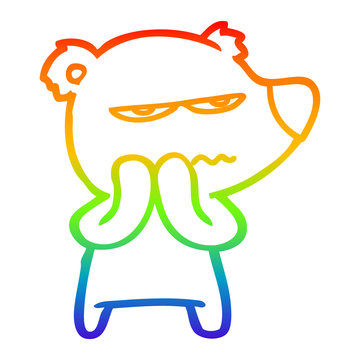 recommend clip art: rainbow gradient line drawing angry bear cartoon