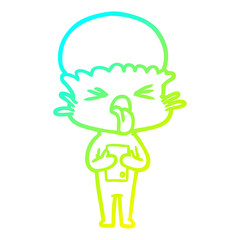 cold gradient line drawing disgusted cartoon alien