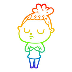 rainbow gradient line drawing cartoon calm woman
