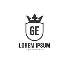 Initial GE logo template with modern frame. Minimalist GE letter logo vector illustration