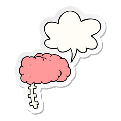 cartoon brain and speech bubble sticker