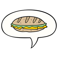cartoon chesse sandwich and speech bubble