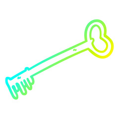 cold gradient line drawing cartoon fancy old key