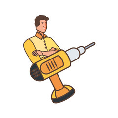 Isolated avatar man and drill design