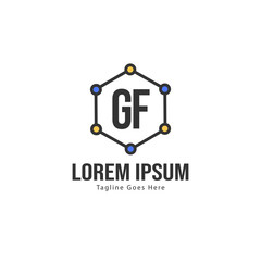 Initial GF logo template with modern frame. Minimalist GF letter logo vector illustration