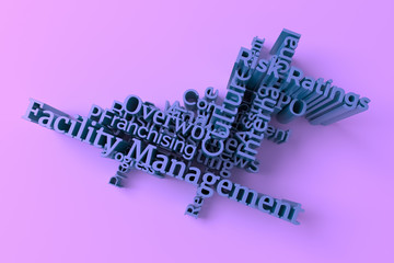 3D business keyword and words cloud. CGI rendering. For web page, graphic design, texture or background.