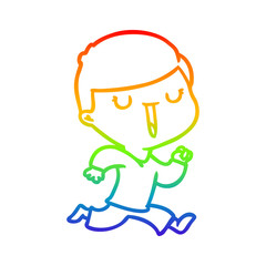 rainbow gradient line drawing cartoon happy boy