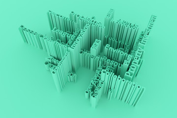 3D business keyword and words cloud. CGI rendering. For web page, graphic design, texture or background.