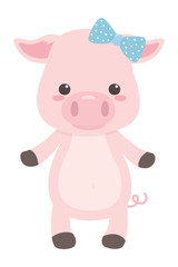 Pig cartoon with bowtie design