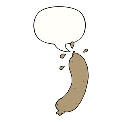 cartoon sausage and speech bubble