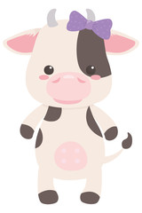Fototapeta premium Cow cartoon with bowtie design
