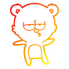 warm gradient line drawing bored bear cartoon
