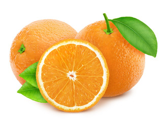 Composition with oranges isolated on white background.