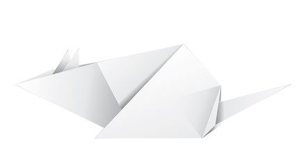 White paper origami mouse