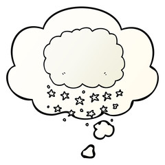 cartoon rain cloud and thought bubble in smooth gradient style
