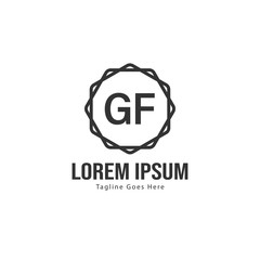 Initial GF logo template with modern frame. Minimalist GF letter logo vector illustration