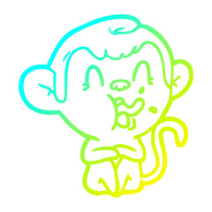cold gradient line drawing crazy cartoon monkey